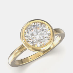 14K Yellow Gold Bezel Set Round Solitaire Ring (1.50 ctw) US 7