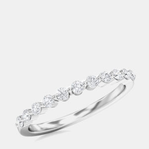 14K White Gold Round 11Stones Band (1/3 ctw) US 7