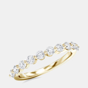 14K Yellow Gold Round 11Stones Band (1/3 ctw) US 7