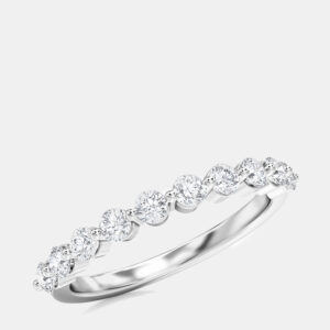 14K White Gold Round 10 Stones Band (1/2 ctw) US 7