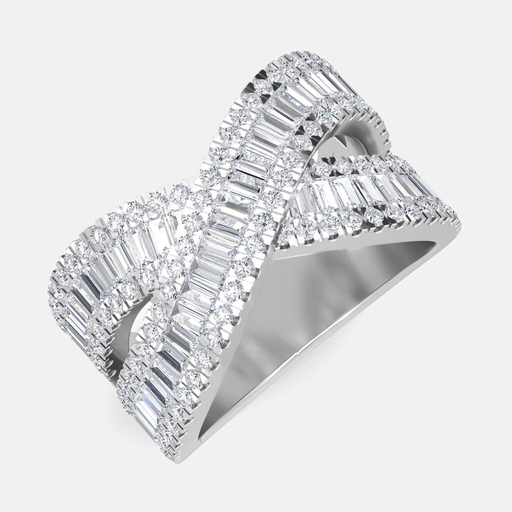 14K White Gold Baguette Fashion Band (2.30 ctw) US 7