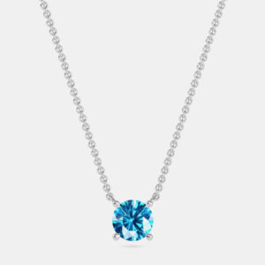 10K Round Created London Blue Birthstone Solitaire Pendant (2.00 ctw)