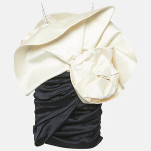 Magda Butrym Black/Cream Silk Blend Belgrade Mini Dress M