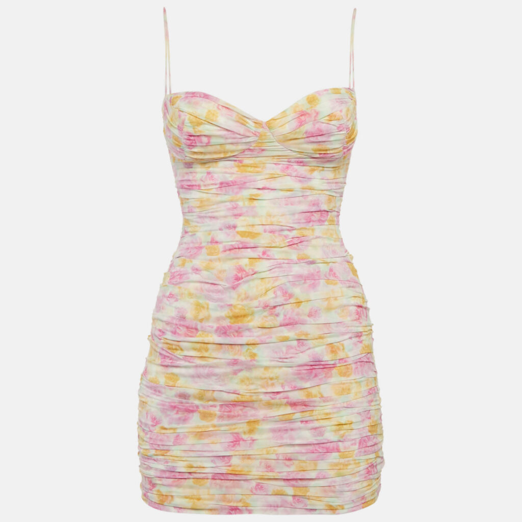 luxury-women-magda-butrym-used-clothes-p1168989-005.jpg Magda Butrym Multicolor Floral Print Crepe Draped Sleeveless Mini Dress S