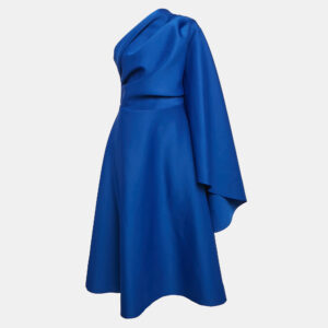Maison De La Sirena Royal Blue Jersey Draped One-Shoulder Midi Dress S