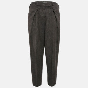 Maison Martin Margiela Grey Pinstripe Wool Asymmetric Waist Trousers M