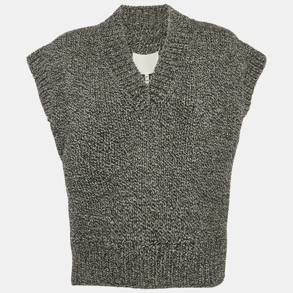 Maison Martin Margiela Grey Rib Knit V-Neck Sweater Vest M