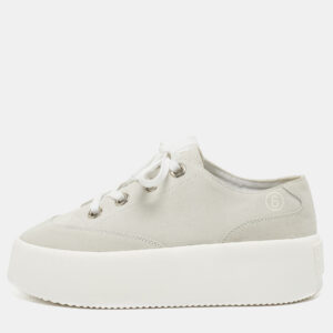 Maison Martin Margiela Grey Suede Tabi Lace Up Sneakers Size 39