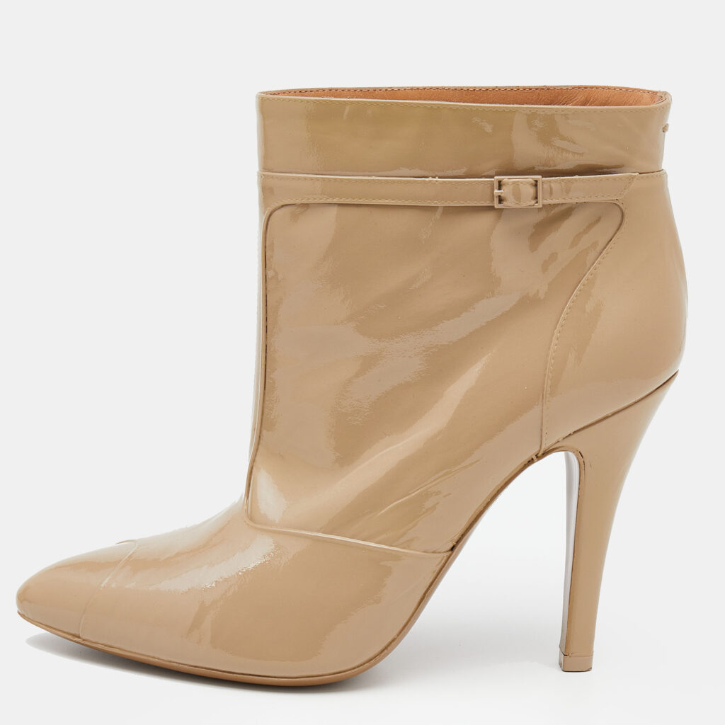 luxury-women-maison-martin-margiela-used-shoes-p626330-002-2 Maison Martin Margiela Beige Patent Leather Ankle Boots Size 37.5