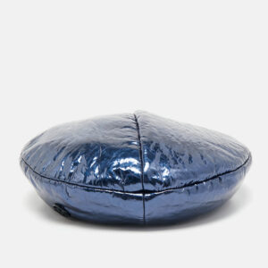 Maison Michel Paris Metallic Blue New Billy Varnished Leather Beret M
