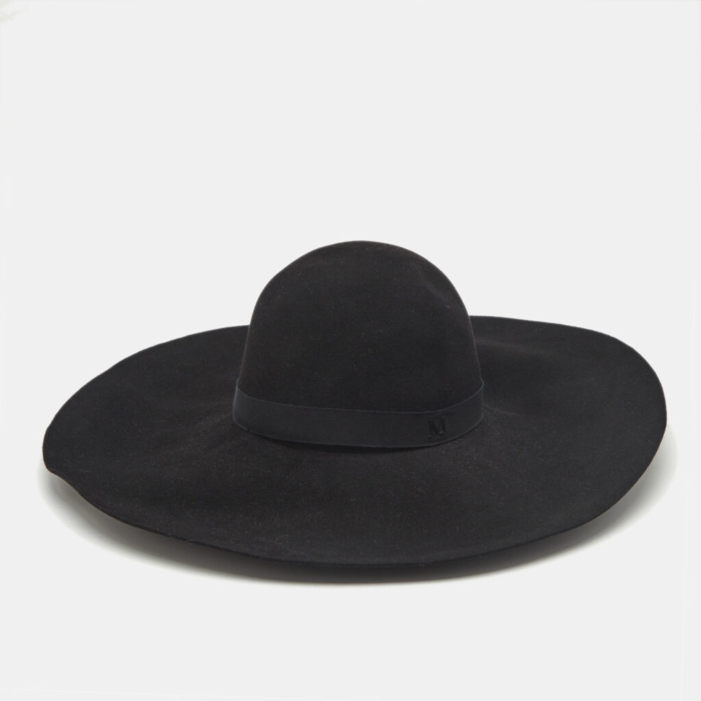 luxury-women-maison-michel-paris-used-accessories-p1158546-002 Maison Michel Paris Black Blanche Felt Wide-Brim Hat M