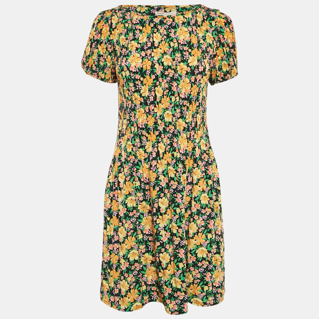 luxury-women-maje-new-clothes-p1121671-007 Maje Multicolor Floral Print Crepe Pleated Mini Dress L