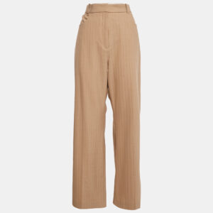 Maje Brown Striped Wool Blend Trousers L