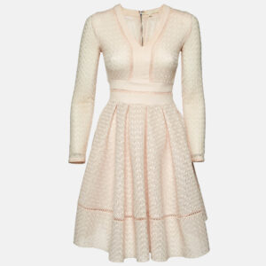 Maje Light Peach Lace Rossignol Pleated Mini Dress M