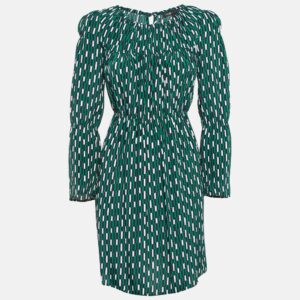 Maje Green Revalou Geometric Print Chiffon Short Dress M