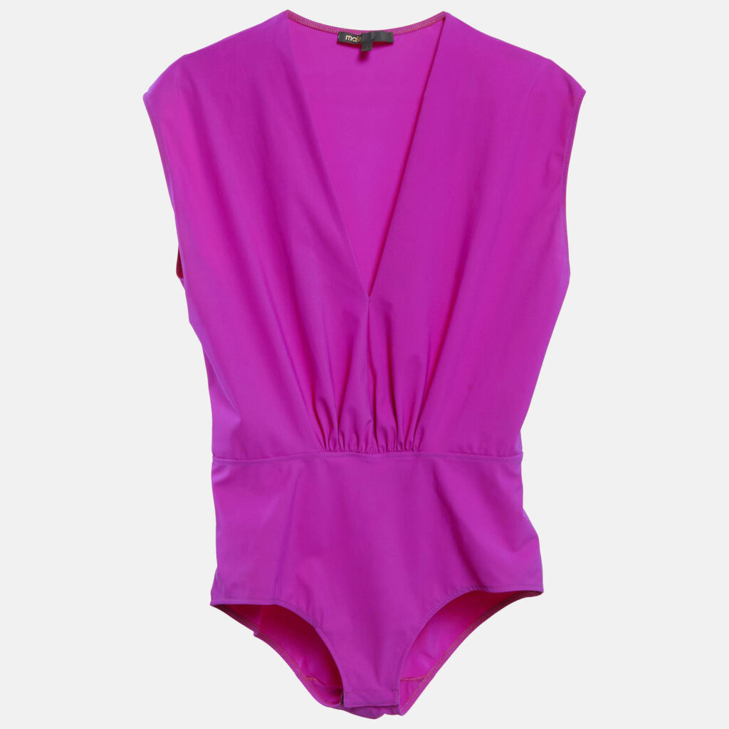 luxury-women-maje-used-clothes-p1042561-007 Maje Pink Jersey Plunging Neck Tilio Bodysuit L