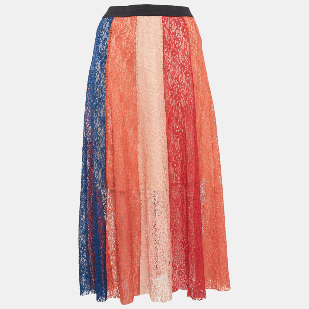 luxury-women-maje-used-clothes-p1043594-006 Maje Multicolor Lace Paneled Midi Skirt M
