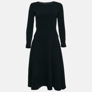 Maje Navy Blue Stretch Knit Shirring Waist Short Dress S