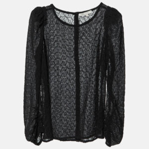 Maje Black Embroidered Crepe Top M