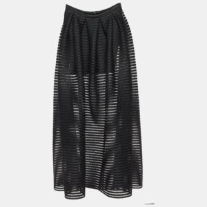 Maje Black Striped Mesh Jongle Maxi Skirt M/Waist 29"
