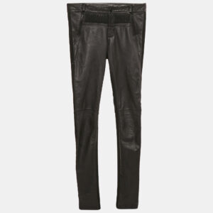 Maje Black Leather and Knit Trousers S