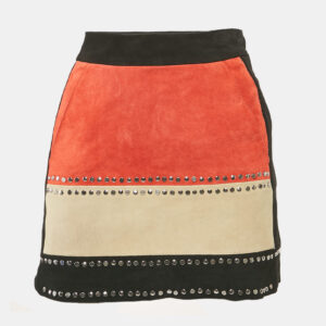 Maje Black Suede Stud Detail Mini Skirt M