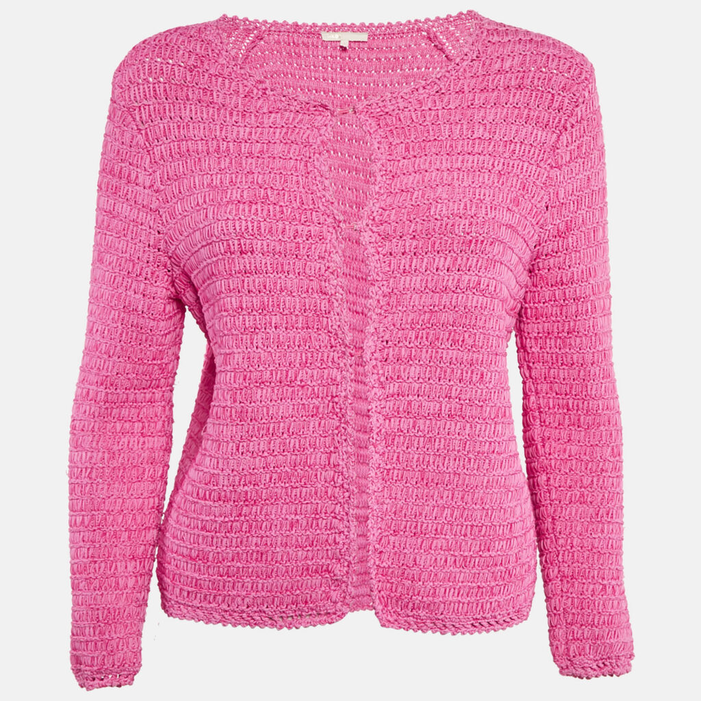 luxury-women-maje-used-clothes-p1099644-006 Maje Fuchsia Pink Chunky Crochet Knit Madona Cardigan L