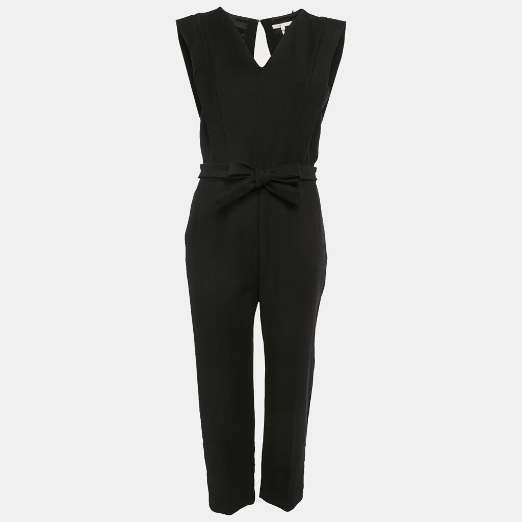 luxury-women-maje-used-clothes-p1121029-002 Maje Black Cotton Blend V-Neck Sleeveless Plana Jumpsuit L