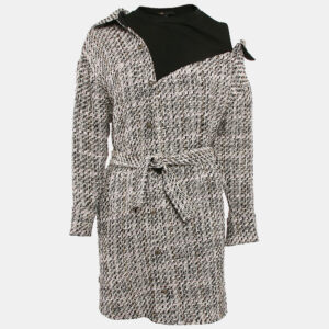 Maje Multicolor Tweed One-Shoulder Belted Mini Dress S