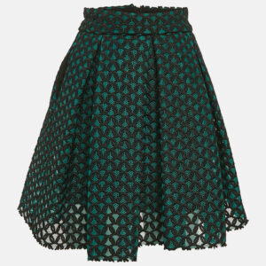 maje green embroidered tulle pleated mini skirt s