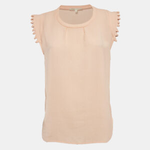 Maje Pink Crepe Sleeveless Top M