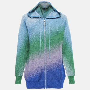 Maje Green/Blue Lurex Knit Zip-Up Jacket L