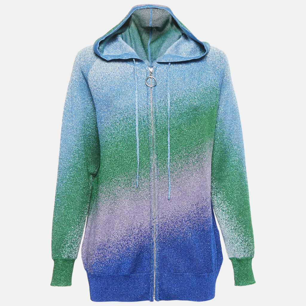 luxury-women-maje-used-clothes-p1129898-001 Maje Green/Blue Lurex Knit Zip-Up Jacket L