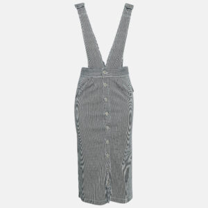 Maje Navy Blue/White Stripe Denim Ritano Midi Dress S