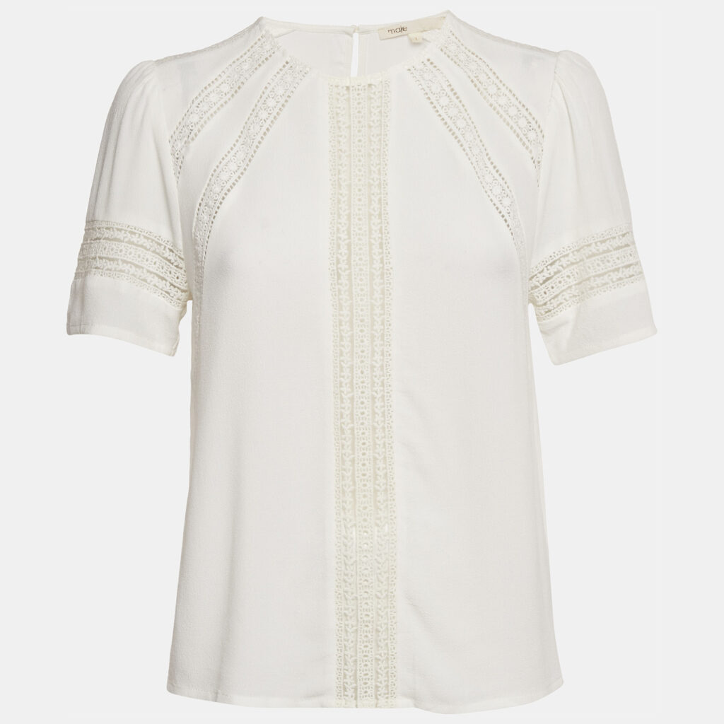 luxury-women-maje-used-clothes-p1144568-006 Maje White Lace Trim Crepe Top S
