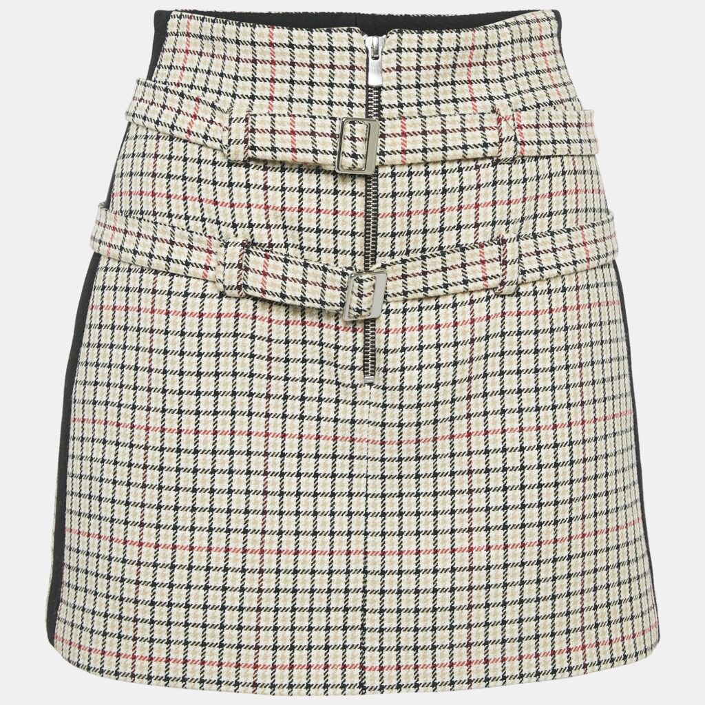 luxury-women-maje-used-clothes-p1147088-005 Maje Brown Checks Cotton Blend Mini Skirt S