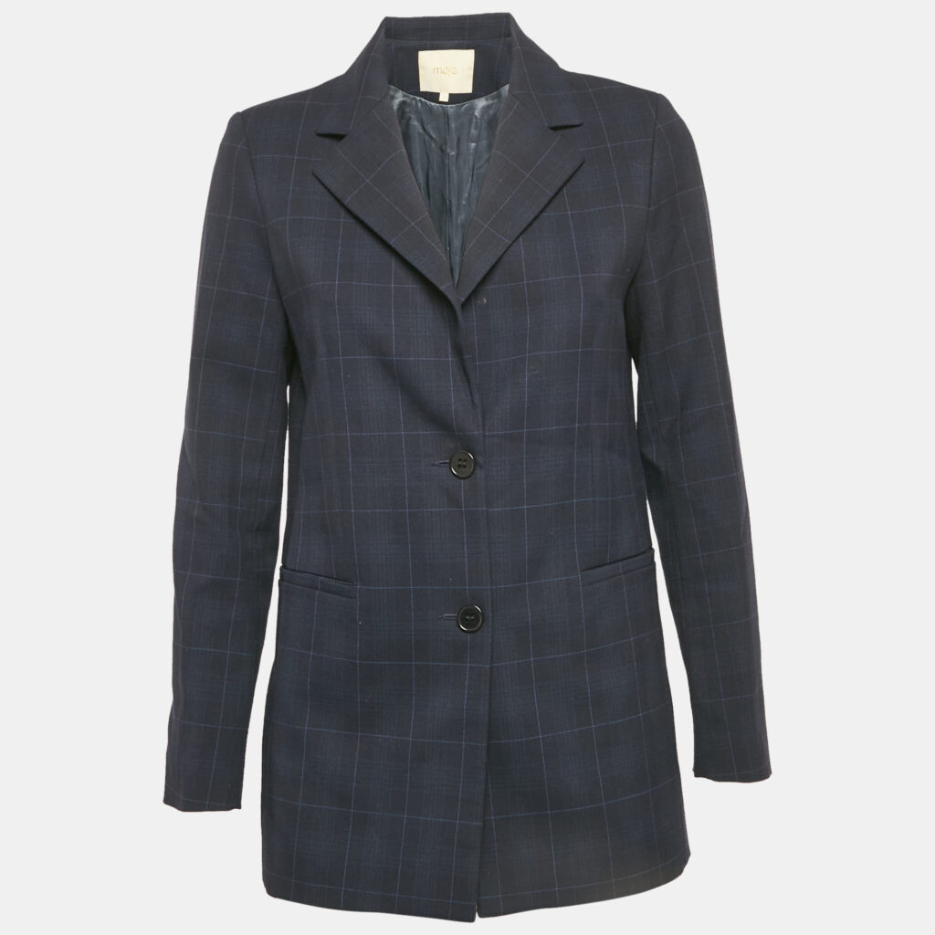 luxury-women-maje-used-clothes-p1147969-006 Maje Navy Blue Checks Gabardine Blazer S