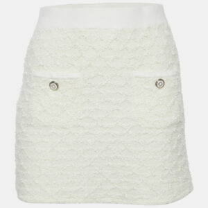 Maje White Textured Tweed Knit Mini Skirt S
