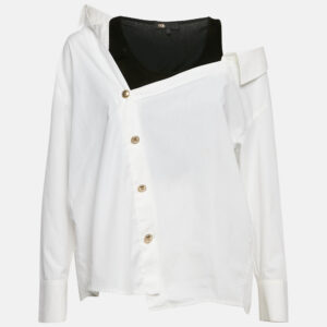 Maje White Cotton Liamicia Asymmetric Trompe L'Oeil Shirt S