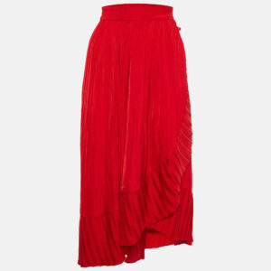 Maje Rouge Sateen Jonette Faux Wrap Midi Skirt M