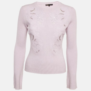 Maje Light Purple Embroidered Knit Mysany Sweater M