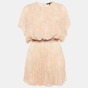 Maje Peach Abstract Print Chiffon Pliss&eacute; Playsuit L
