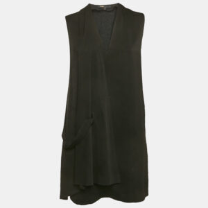 Maje Black Crepe Draped Mini Dress L