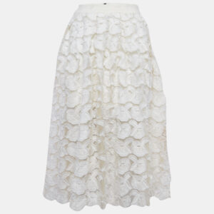 Maje White Fil-Coupe Tulle Midi Skirt M