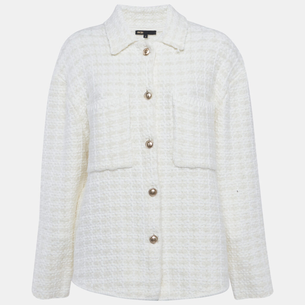 luxury-women-maje-used-clothes-p1170133-003 Maje Ivory Tweed Oversized Jacket L