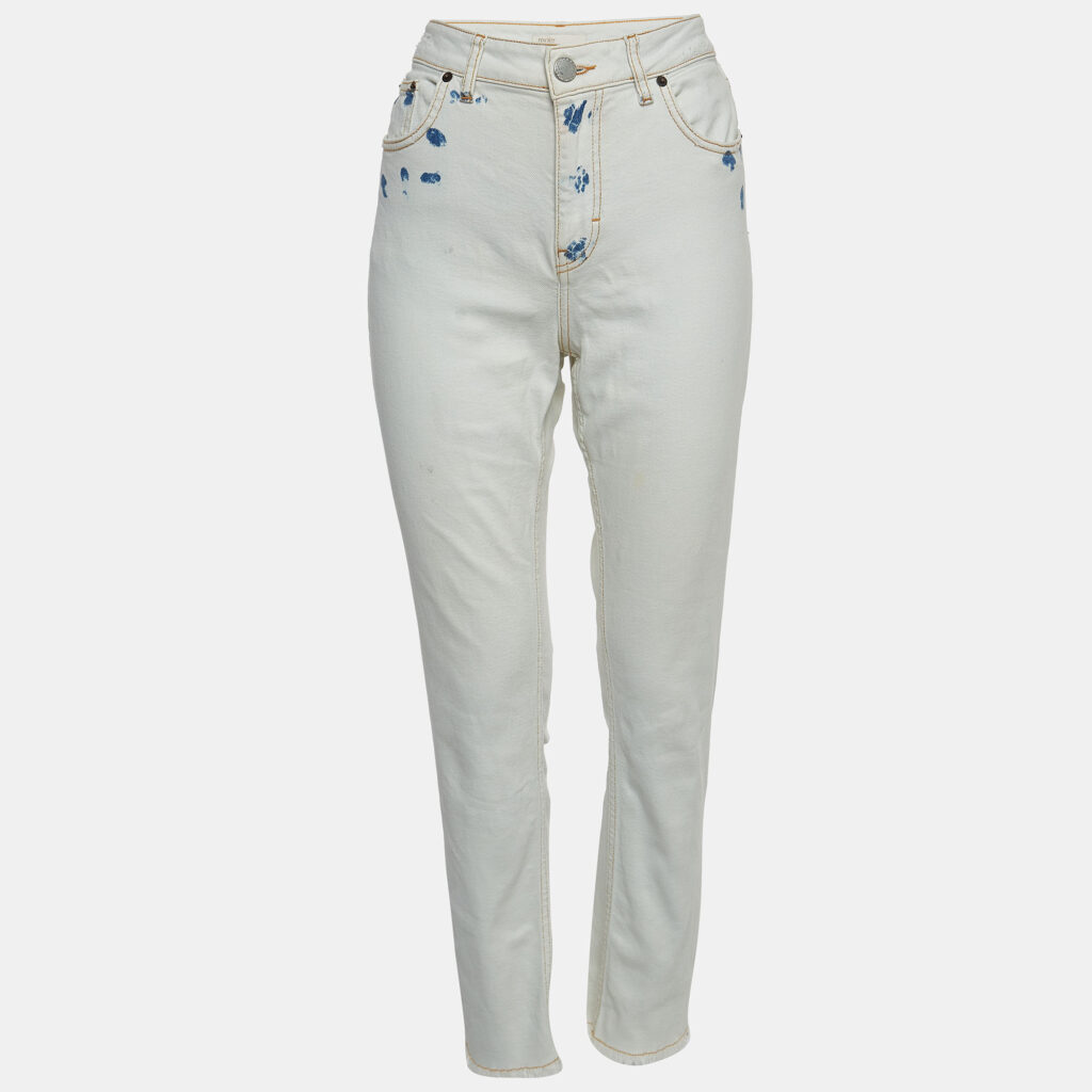 luxury-women-maje-used-clothes-p925902-004 Maje White Denim Raw Edge Detail Jeans S Waist 30''