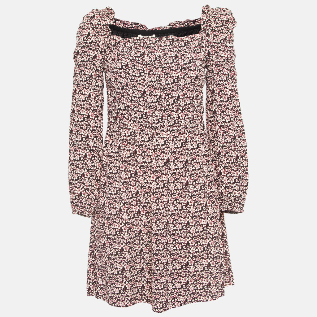 luxury-women-maje-used-clothes-p951773-006 Maje Black/Pink Floral Print Crepe Ranael Mini Dress M