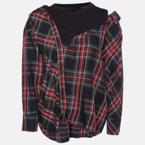 Maje Black Plaid Checked Asymmetric Shirt XS