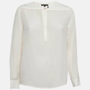 Maje Cream Silk Long Sleeve Blouse S