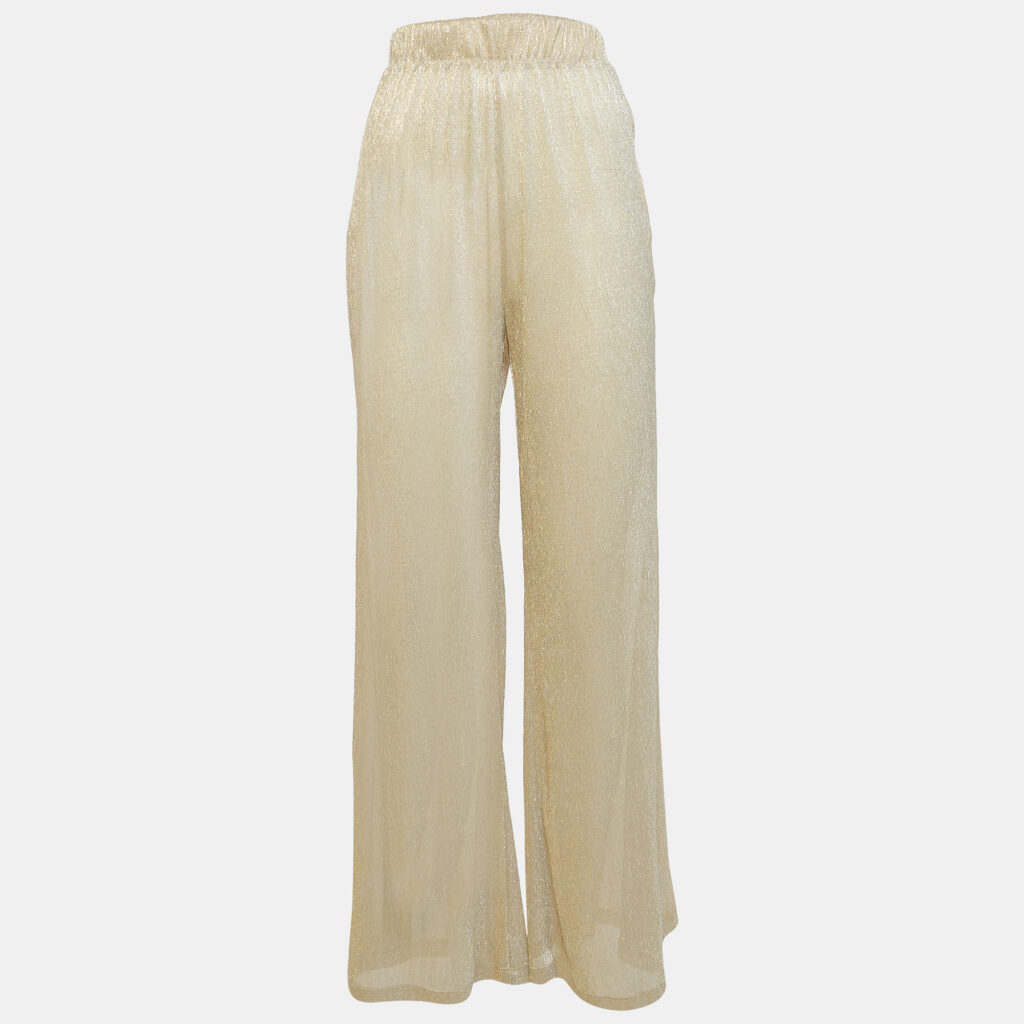 luxury-women-majorelle-used-clothes-p1024930-007 Majorelle Metallic Lurex Knit Sheer Wide-Leg Pants M